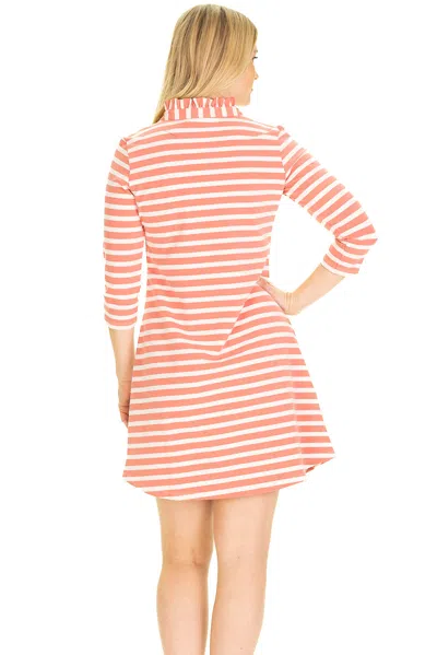 Duffield Lane The Lillian Dress In Coral & White Stripe In Pink