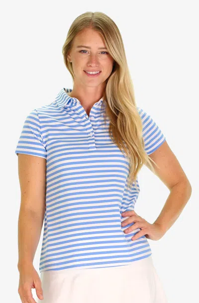 Duffield Lane The Lorna Polo Top In Blue Sky Stripe