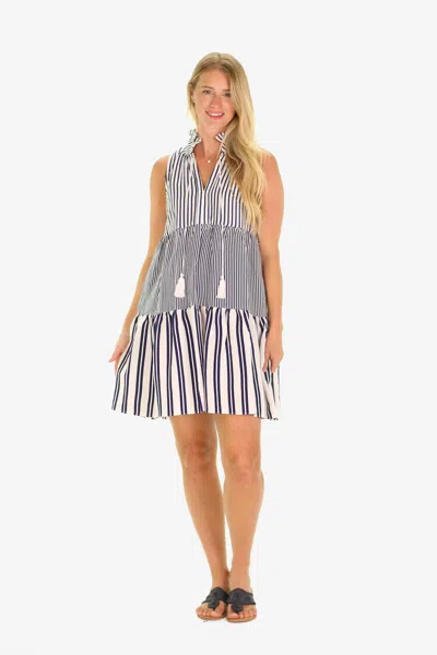Duffield Lane The Lucile Dress In Summer Navy Stripe Mix