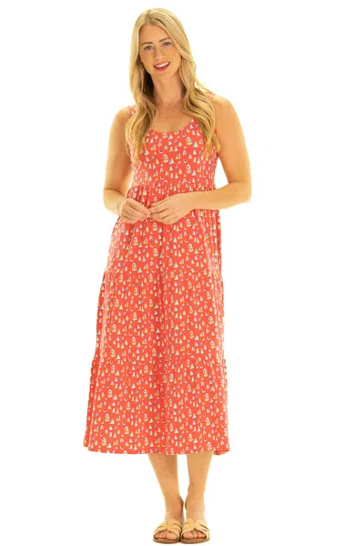 Duffield Lane The Lucy Dress In Leland Gal Set Sail Print In Orange
