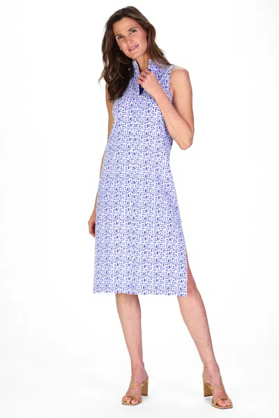 Duffield Lane The Midi Kerry Dress In Blue Basketweave