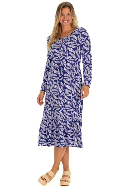 Duffield Lane The Mosa Midi Dress In Blue Fern