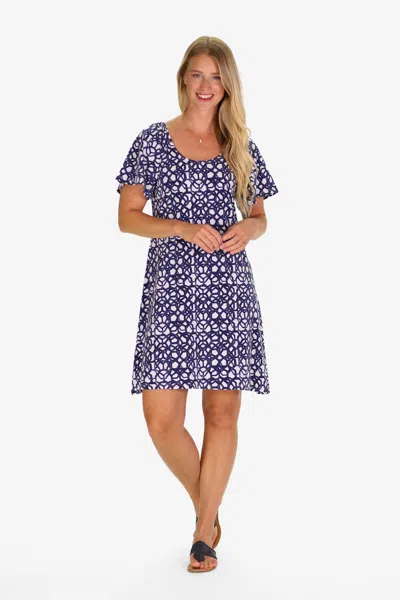 Duffield Lane The Natalia Dress In Navy Bowline In Purple