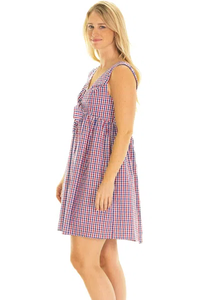 Duffield Lane The Penelope Dress In Red & Navy Gingham In Gray