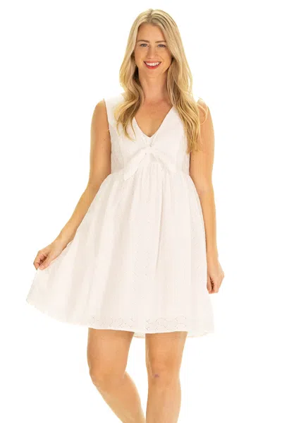 Duffield Lane The Penelope Dress In White Eyelet In Beige