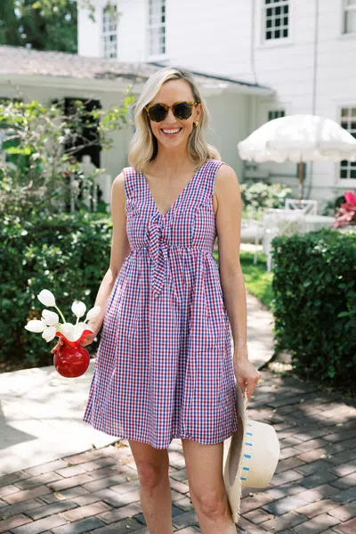Duffield Lane The Penelope Dress In Red & Navy Gingham