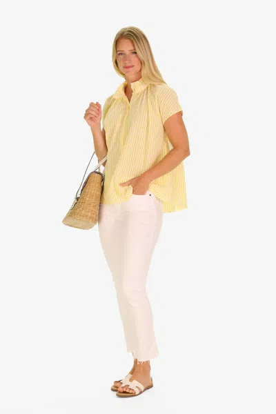 Duffield Lane The Pepper Popover In Lemon Linen Stripe In Yellow