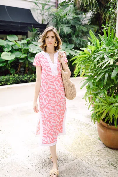 Duffield Lane The Performance Kai Caftan In Coral Fern