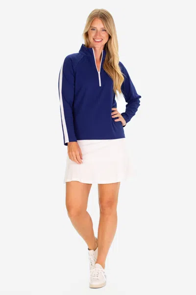 Duffield Lane The Pique Everett Quarter Zip In Royal Navy
