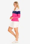 DUFFIELD LANE THE PIQUE MISTY QUARTER ZIP IN RASPBERRY COLORBLOCK