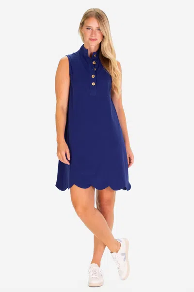 Duffield Lane The Pique Scalloped Kingston Dress In Navy