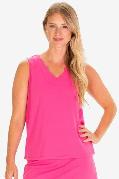 Duffield Lane The Pique Serena Scallop Tank In Raspberry
