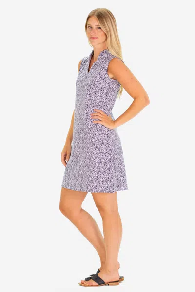 Duffield Lane The Poppy Dress In Navy Floret In Purple
