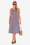 DUFFIELD LANE THE RICRAC WENDY DRESS IN NAVY GINGHAM