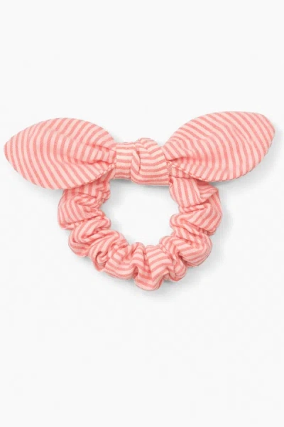 Duffield Lane The Tay Bow Scrunchy - Neon Coral Seersucker