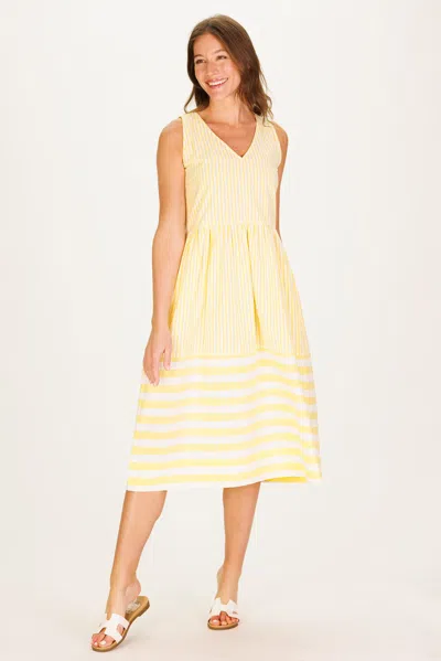 Duffield Lane The Twila Dress In Lemon Linen Stripe