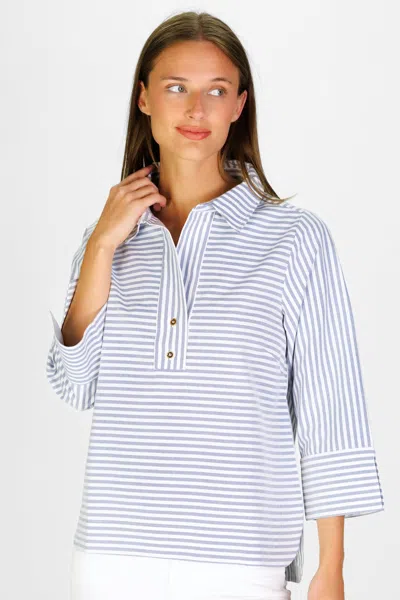 Duffield Lane Toni Top In Navy Oxford Stripe