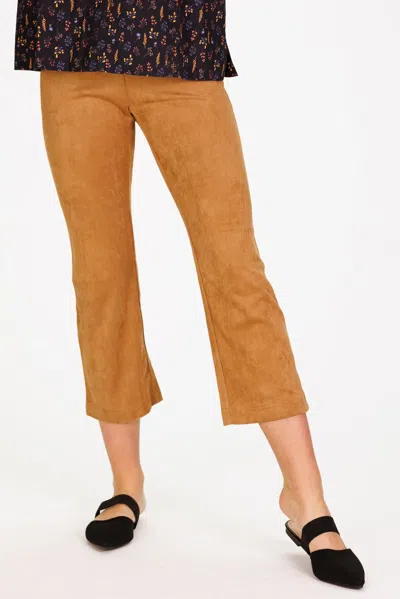 Duffield Lane Traveling Pant In Brown Stretch Suede