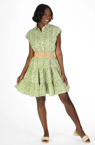 Duffield Lane Valencia Dress In Green Daisies