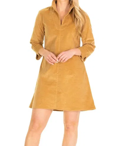 Duffield Lane Victoria Dress In Camel Corduroy In Multi