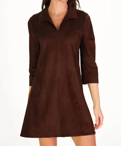 Duffield Lane Victoria Dress In Chicory Suede In Brown