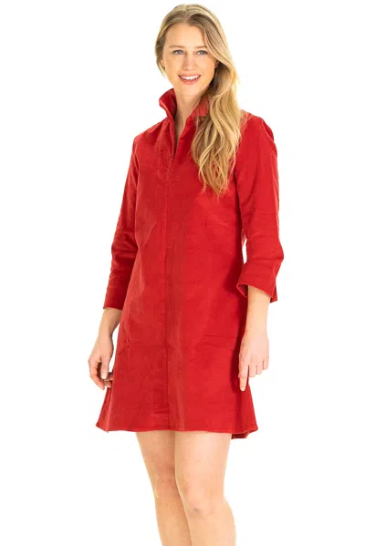 Duffield Lane Victoria Dress In Red Corduroy