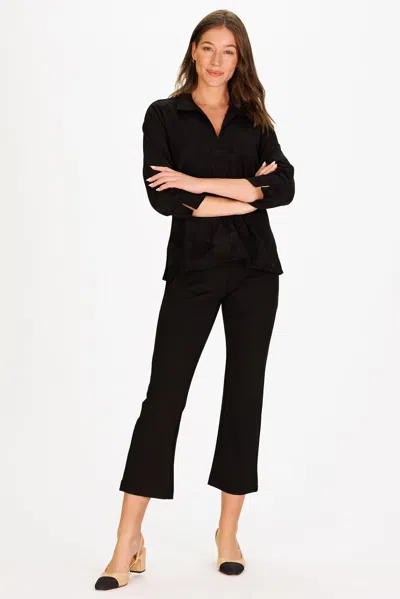 Duffield Lane Victoria Tunic Top In Black Stretch Suede