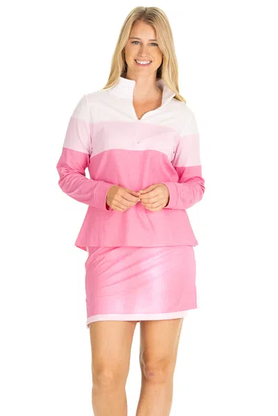 Duffield Lane Wholesale The Active Pique Misty Quarter Zip In Pink Colorblock