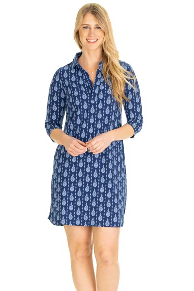 Duffield Lane Wholesale The Kit Collared Dress In Blue Vine