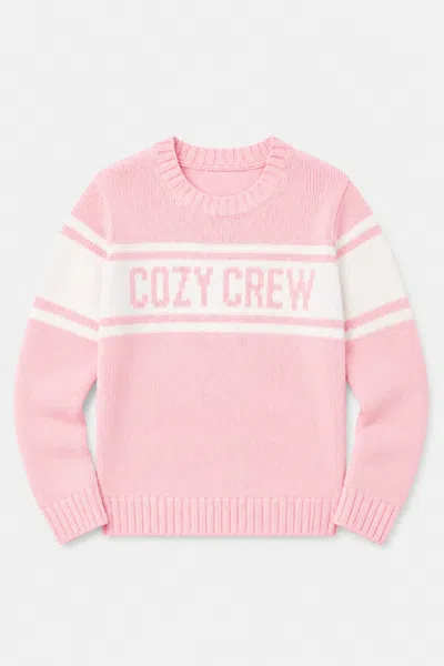 Duffield Lane X Northern Classics Kids Cozy Crew Neck Sweater In Pink