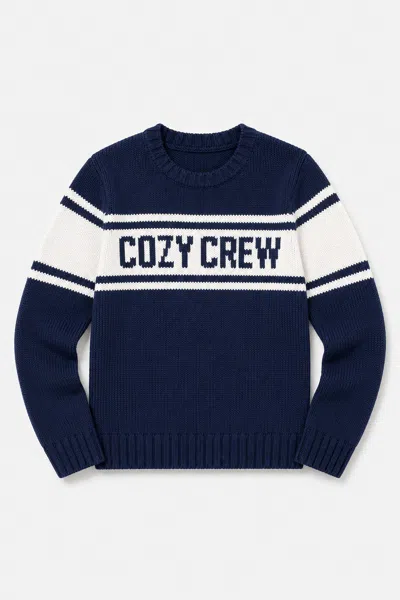 Duffield Lane X Northern Classics Kids Cozy Crew Neck Sweater In Blue