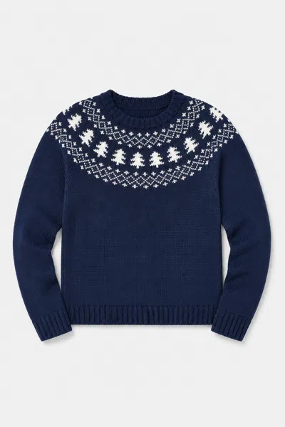 Duffield Lane X Northern Classics Kids Fair Isle Crew Neck Sweater In Blue