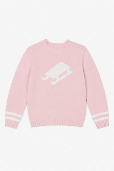 Duffield Lane X Northern Classics Kids Sled Crew Neck Sweater In Pink