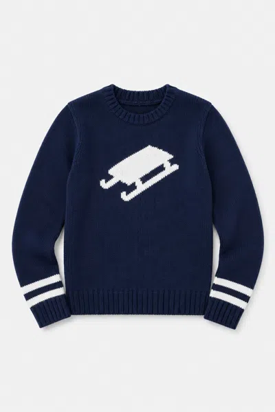 Duffield Lane X Northern Classics Kids Sled Crew Neck Sweater In Blue