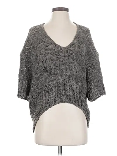 Pre-owned Duffy 3/4 Sleeve Top Gray V-neck Tops