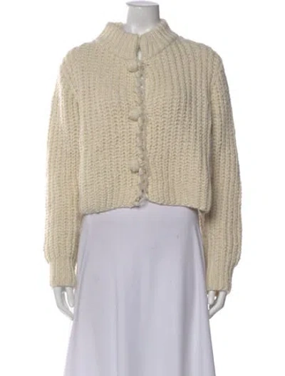 Pre-owned Duffy Alpaca Open Front Sweater In Neutral