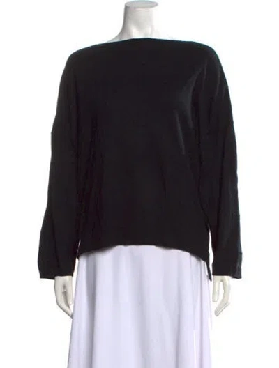 Pre-owned Duffy Cashmere Bateau Neckline Sweater In Black