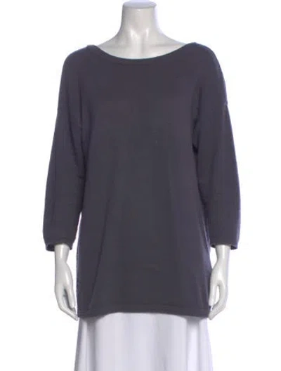 Pre-owned Duffy Cashmere Bateau Neckline Sweater In Blue