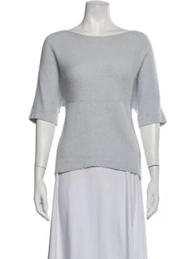 Pre-owned Duffy Cashmere Bateau Neckline Sweater In Blue/white