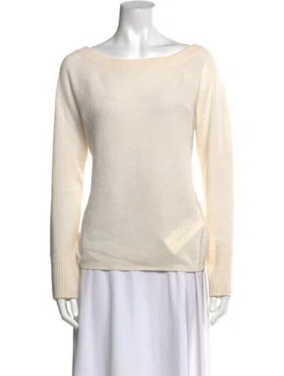 Pre-owned Duffy Cashmere Bateau Neckline Sweater In Neutrals