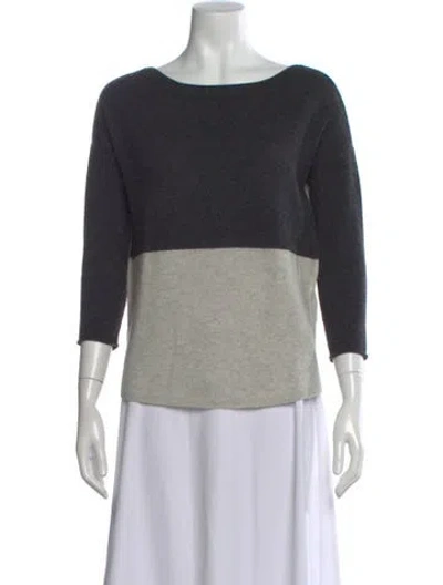 Pre-owned Duffy Cashmere Colorblock Pattern Sweater In Gray