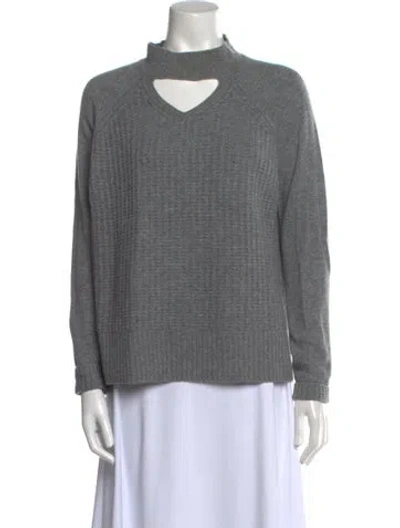 Pre-owned Duffy Cashmere Mock Neck Sweater In Gray