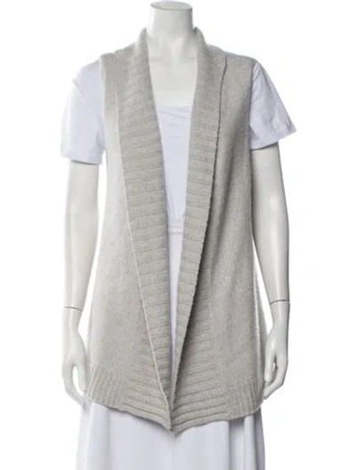 Pre-owned Duffy Cashmere Open Front Sweater In Grey