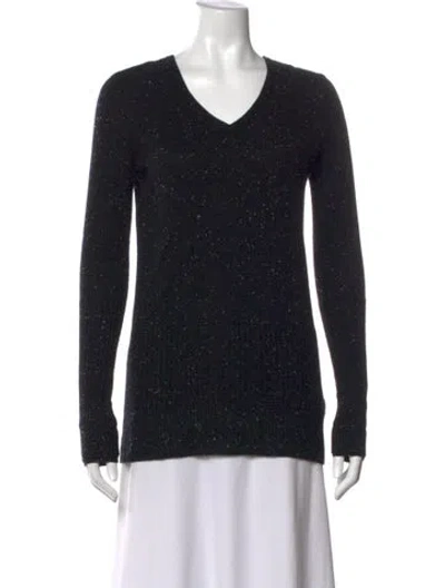 Pre-owned Duffy Cashmere V-neck Sweater In Black/grey