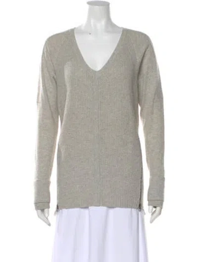 Pre-owned Duffy Cashmere V-neck Sweater In Gray