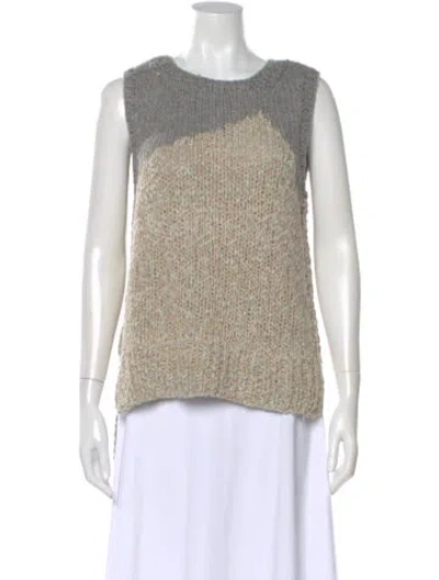 Pre-owned Duffy Colorblock Pattern Scoop Neck Sweater In Gray