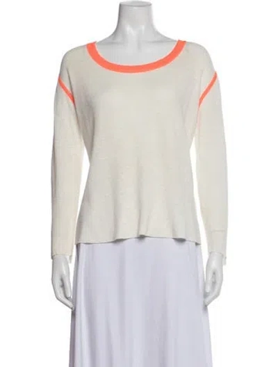 Pre-owned Duffy Linen Crew Neck Top In White