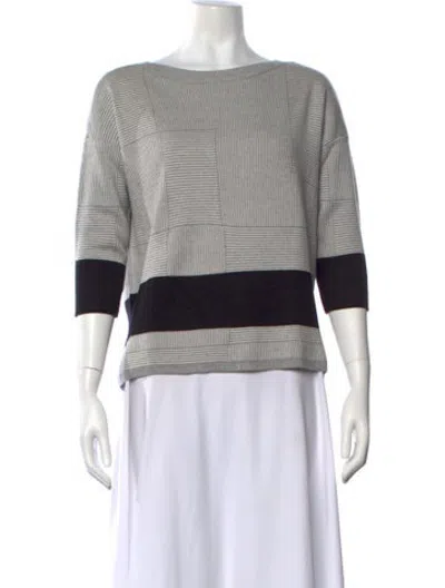 Pre-owned Duffy Merino Wool Patterned Sweater In Grey