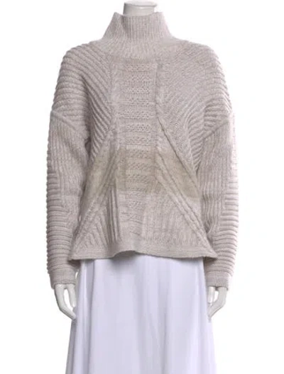 Pre-owned Duffy Merino Wool Turtleneck Sweater In Neutrals