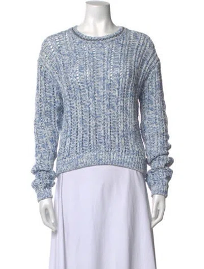 Pre-owned Duffy Patterned Crew Neck Sweater In Blue